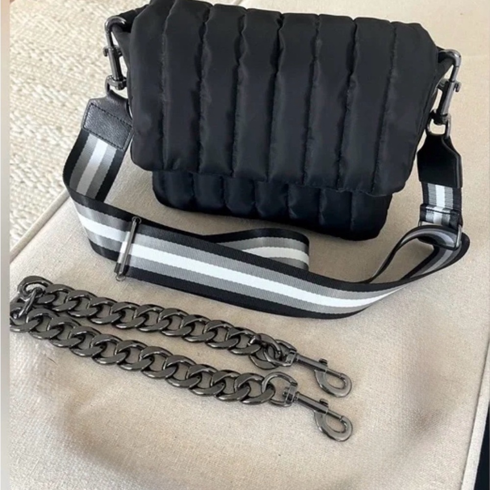 THINK ROYLN Black Bar Bag Quilted Crossbody Bag